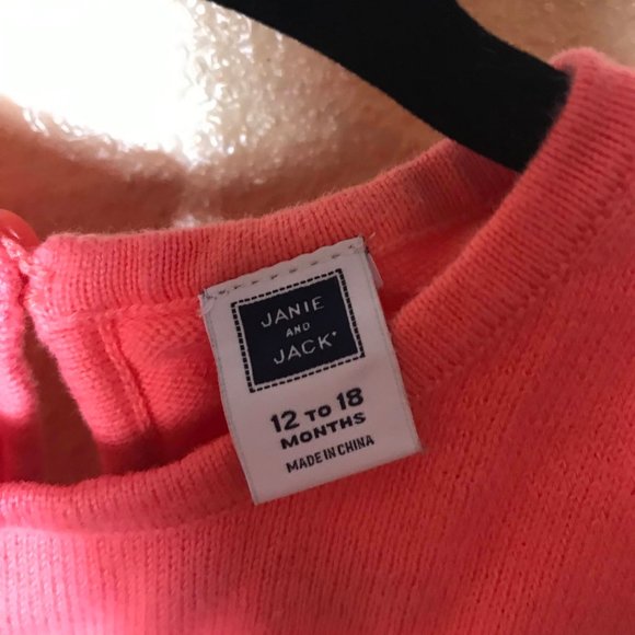 Janie & Jack Pink with flowers short sleeve knitted sweater - Picture 3 of 3